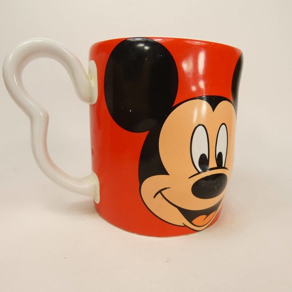 Mickey Mouse Red Ceramic Coffee Mug Handle-Shapes Mickey Silhouette Face UEJYY - Picture 7 of 15
